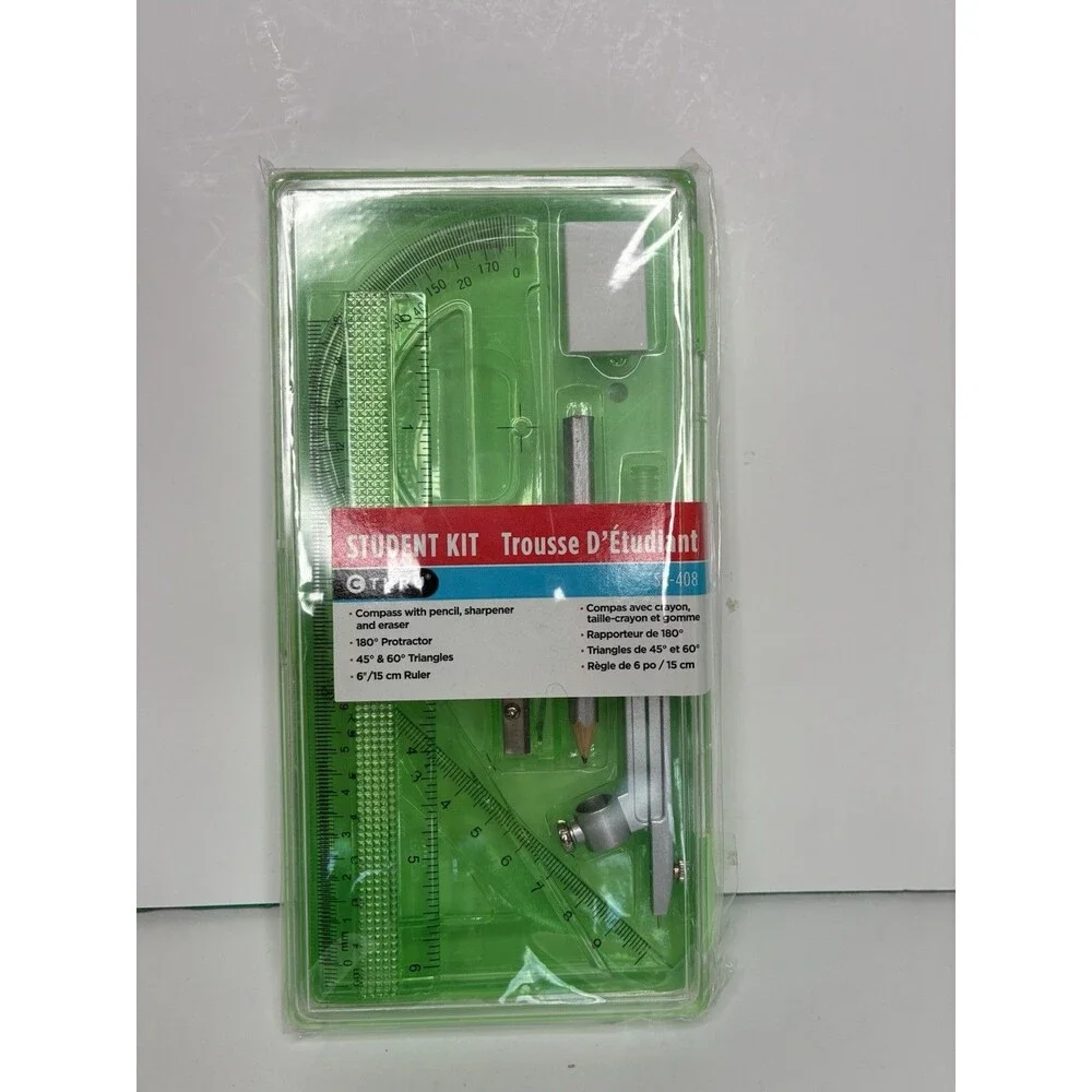 Geometry Set for Students, Math Protractor Compass with Rulers Pencil Sharpener